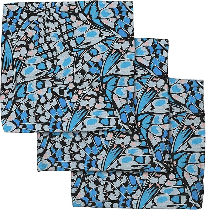 GEOMETRY Kitchen Dish Cloths - Spring & Summer Collection - Premium Dishcloths with Geoweave - Absorbent & Fast Drying Kitchen Towels - Blue Garden Wings, 10" x 10" - 3-Pack