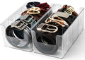 Acrylic Belt Organizer - 2 Pack with Adjustable 4 Compartments & Stackable Design, Clear Storage for Closet and Drawer Organization