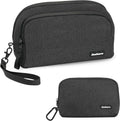 Travel Tech Carrying Pouch - Portable Electronics Organizer Travel Case, Portable Tech Organizer, All-in-One Storage Bag for Charging Cable (2 Pack, Black, Medium+Small)