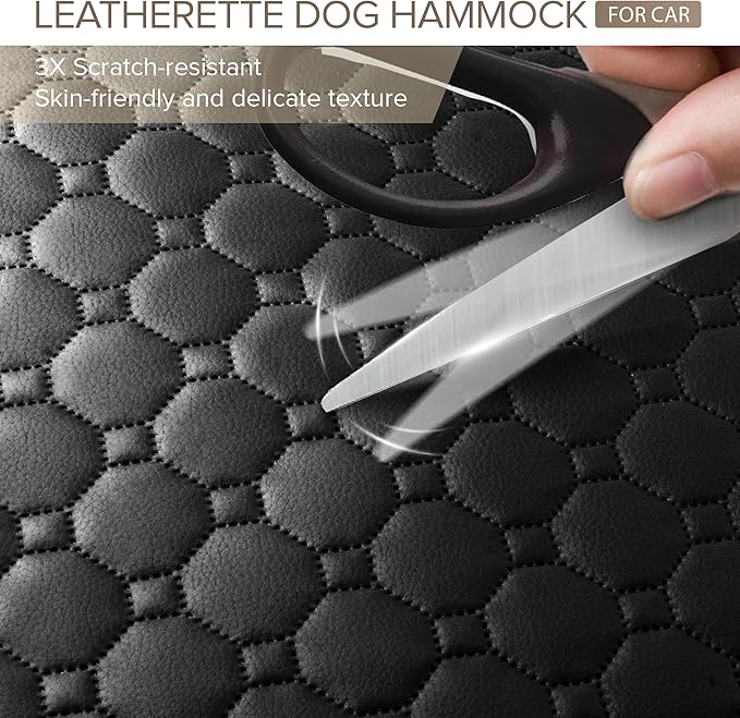 Back Seat Extender for Dogs Holds 400lbs, PU Leather Hard Bottom Car Seat Cover for Dogs,Heavy Duty Dog Car Seat Cover for Back Seat, Waterproof Dog Hammock for Car, Large Pet Bed for Car, Suv, Truck