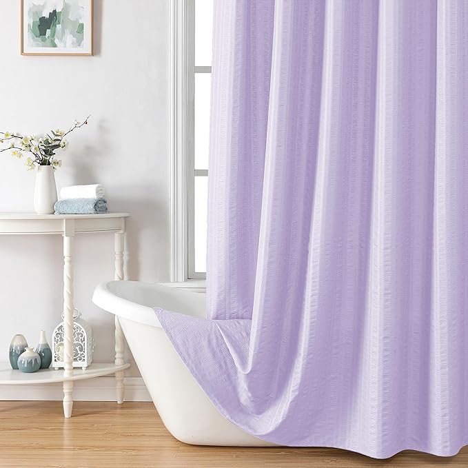 Aiyufeng Light Purple Shower Curtain for Bathroom, Embossed Textured Fabric Shower Curtain for Bathroom - Soft Cloth & Hotel Spa, Machine Washable, 72X84, Light Purple