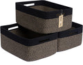 Large Storage Baskets for Shelves, Closet Organizers Bins for Clothes Blanket Towels, Baby Nursery, Toy Baskets Box, Woven Rope Baskets, 17 x 13 x 7.5”, 3 Packs Woven Brown