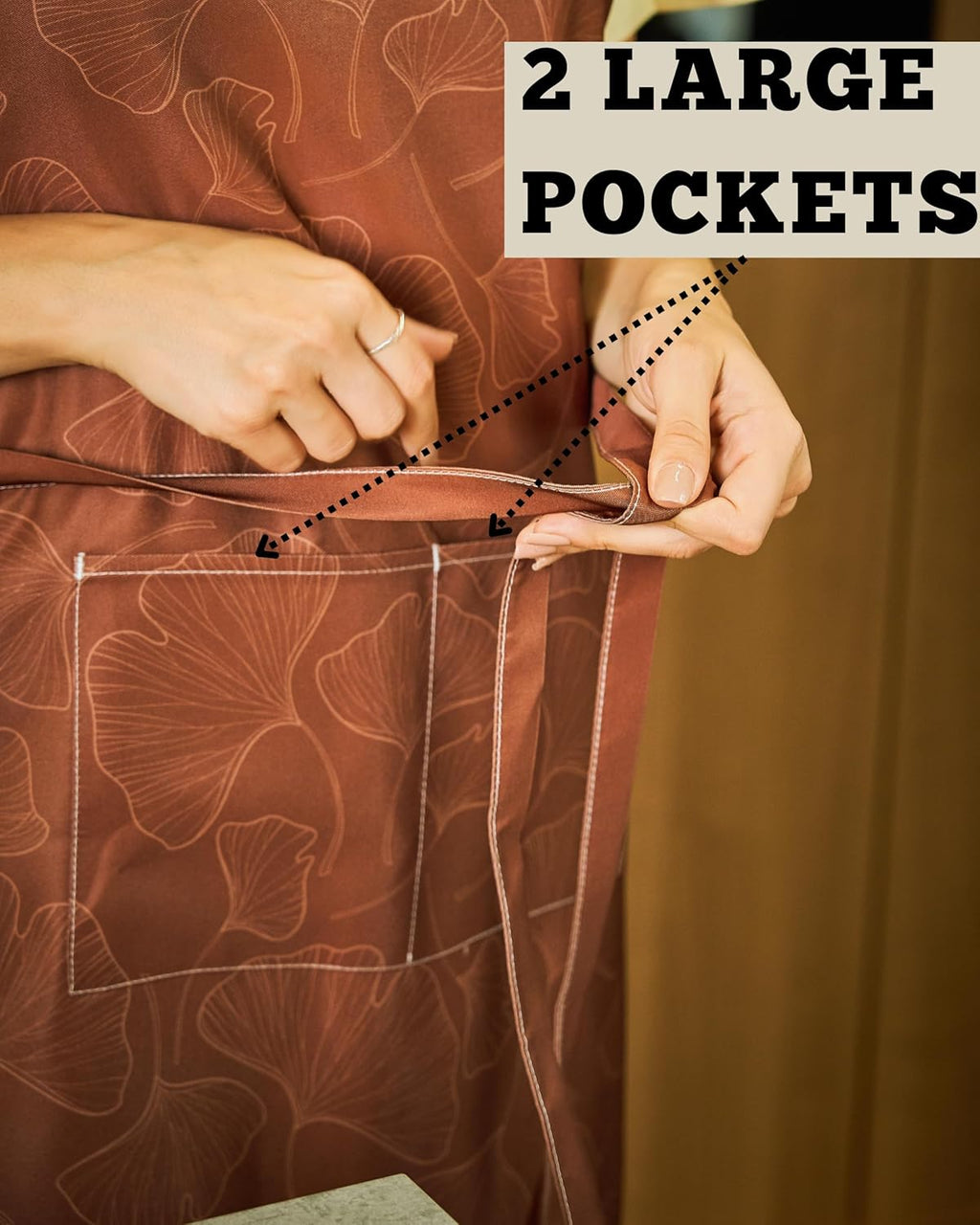 Premium Adjustable Cooking Aprons for Women with Pockets| Poly-Cotton Waterproof Kitchen Apron| Cute Floral Design, Long Ties