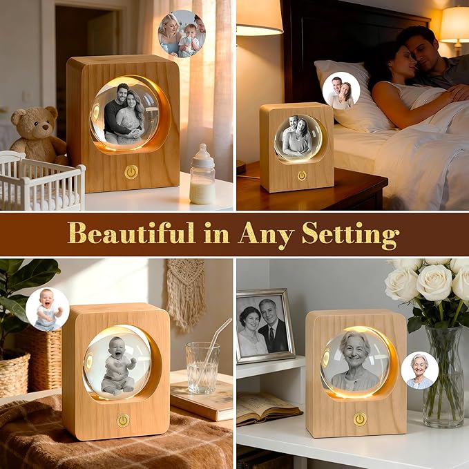 Gloryage Personalized 3D Crystal Photo Lamp – Custom Engraved Memory Ball