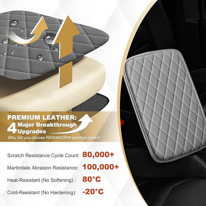 Center Console Cover Fit for TLX: Scratch and Wear Resistant Console Cover Leather with 2 Storage Bags -Upgraded Armrest Coverfor Car,Anti-Scratch Auto Armrest Pad Accessory （Black
