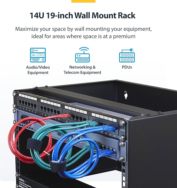 StarTech.com 14U Wall Mount Network Rack, 14 in Deep, IT Equipment, Network