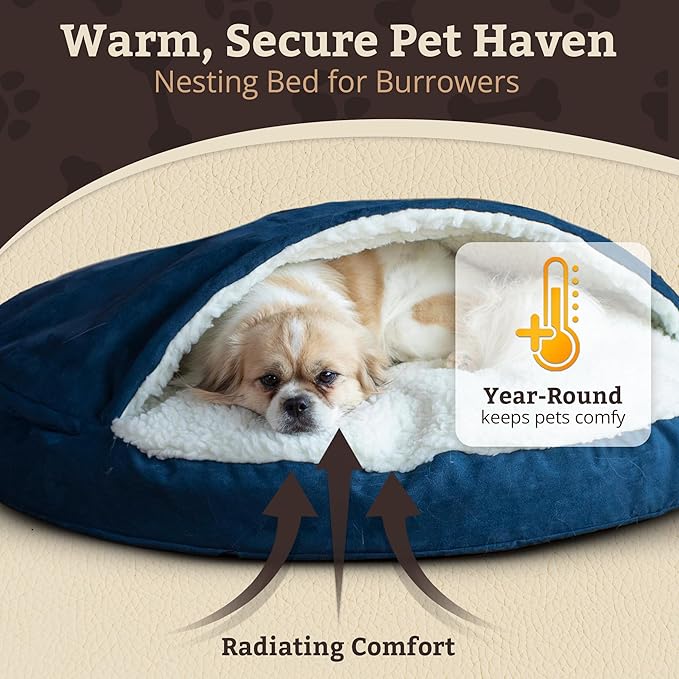 Snoozer Luxury Microsuede Cozy Cave Pet Bed, Large - Sapphire