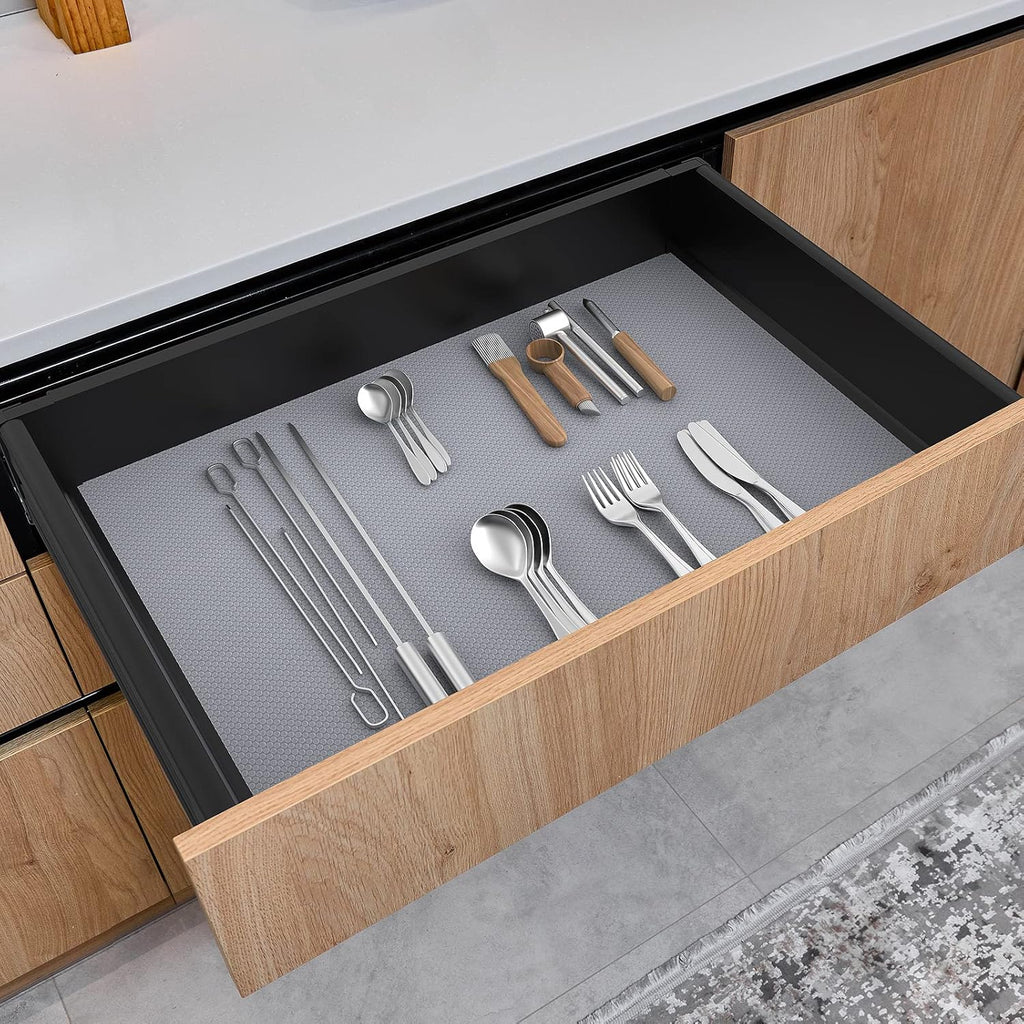 Shelf Liners for Kitchen Cabinets Refrigerator Liners Waterproof Kitchen Cupboard Liner Non-Slip Drawer Mats Non Adhesive Fridge Mats for Shelves - Clear 11.8 x 236.2 Inches