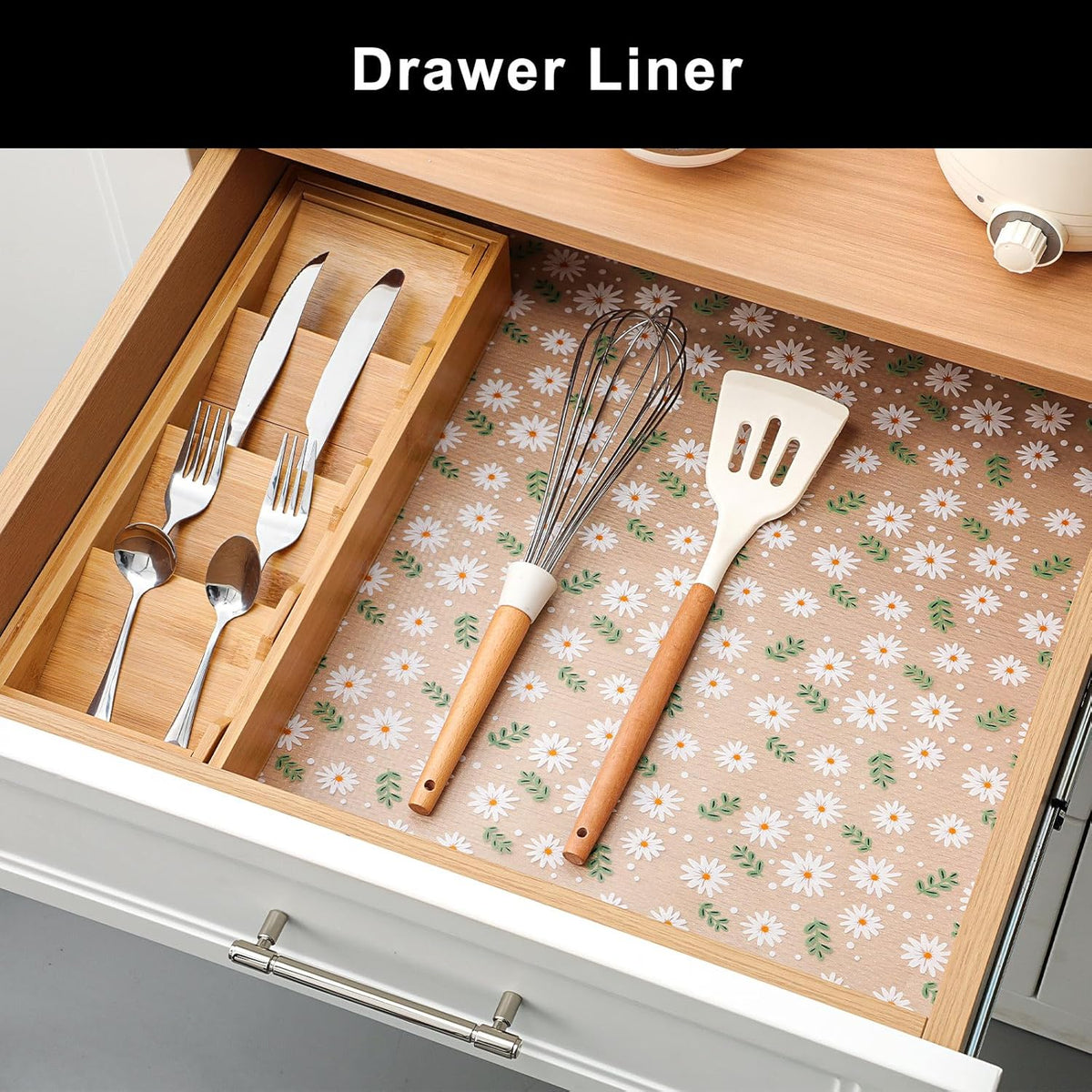 Cooyes Shelf Liner – Premium Non-Adhesive Cabinet & Drawer Liner for Kitchen – Waterproof Shelf Paper with Modern Pattern – Durable EVA Cabinet Mat – Easy to Cut (23.6" W x 236" L)