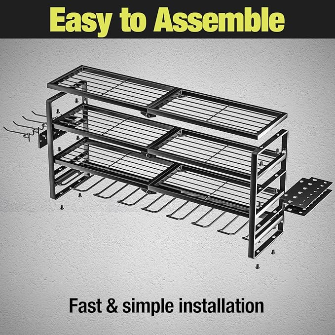 4 Layer Power Tool Organizer Wall Mount, Battery Tools Holder