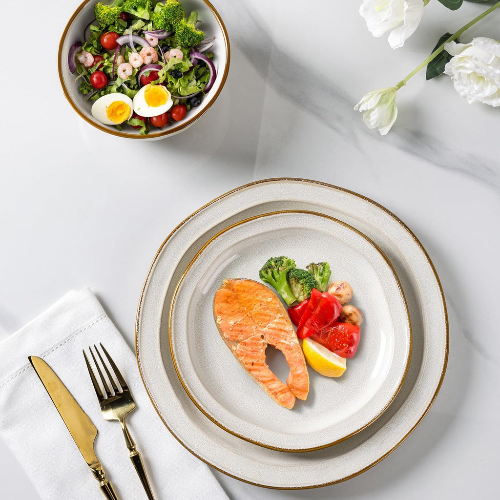 AmorArc Ceramic Dinnerware Sets,Stoneware Handmade Reactive Glaze Plates and Bowls Sets,Chip and Crack Resistant | Dishwasher & Microwave Safe,Dishes Set Service for 6 (18pc)