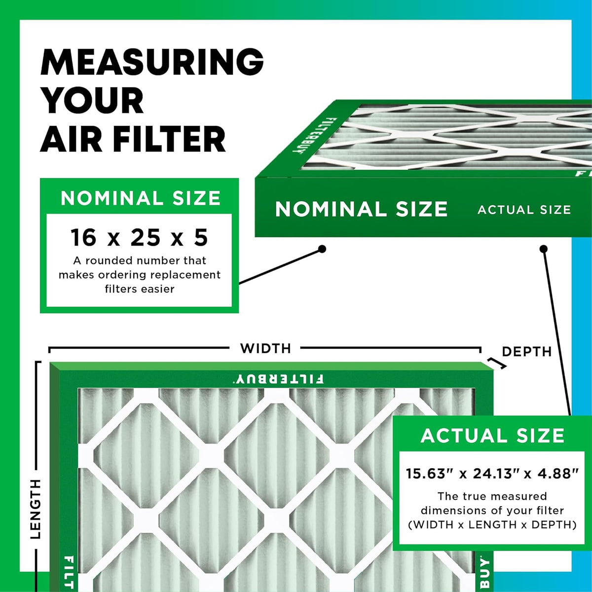 Filterbuy 16x25x5 Air Filter MERV 11 Superior Pet & Allergy Defense (4-Pack), Electrostatic Pleated HVAC AC Furnace Filters for Trion Air Bear 255649-105 and More (Actual Size: 15.63 x 24.13 x 4.88)