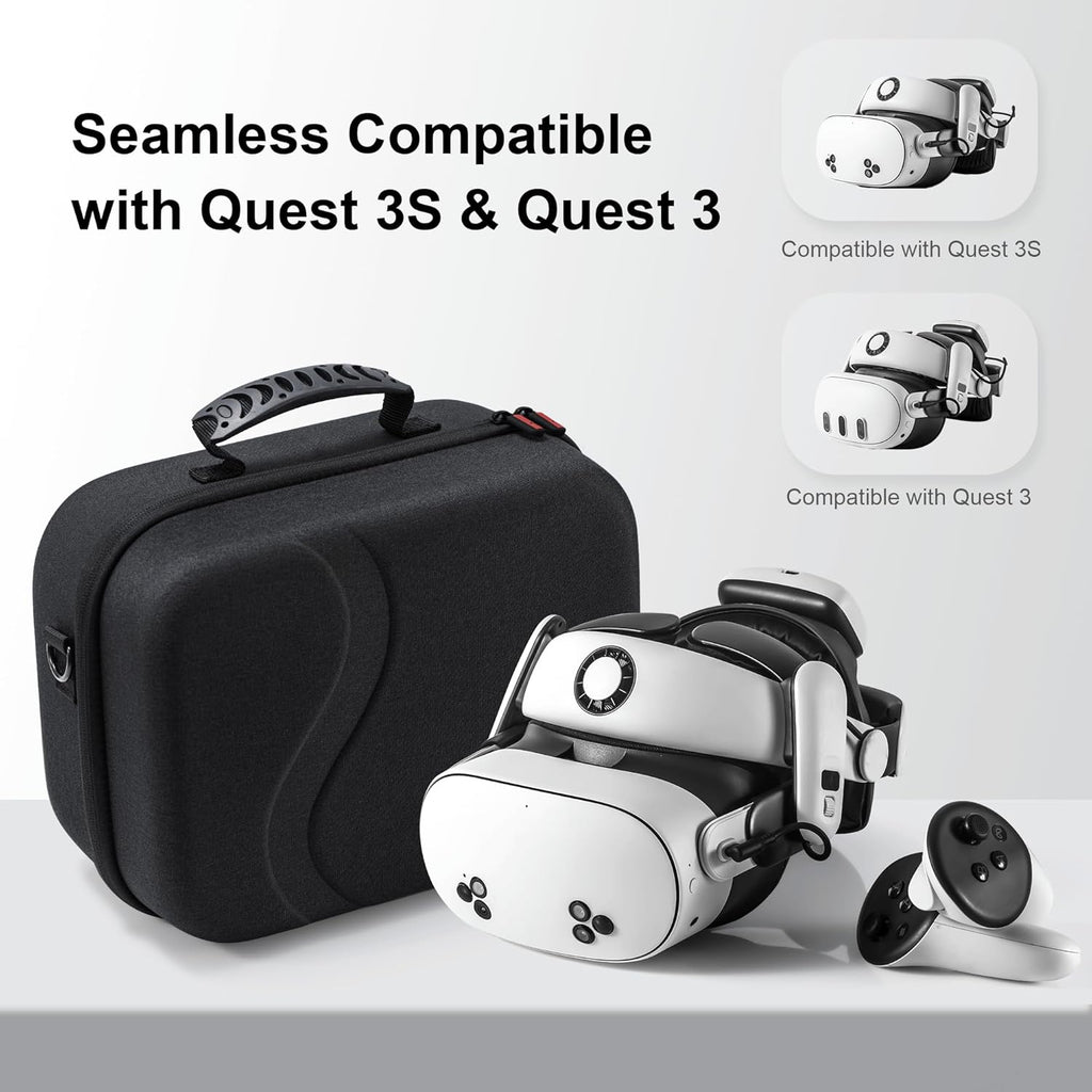 Large Hard Travel Case for Meta Quest 3/Quest 3S, Compatible with BOBOVR S3 Pro/Kiwi Design Battery Head Strap, Controllers & Accessories, Portable Carrying Case for Oculus Quest 3/3S Black