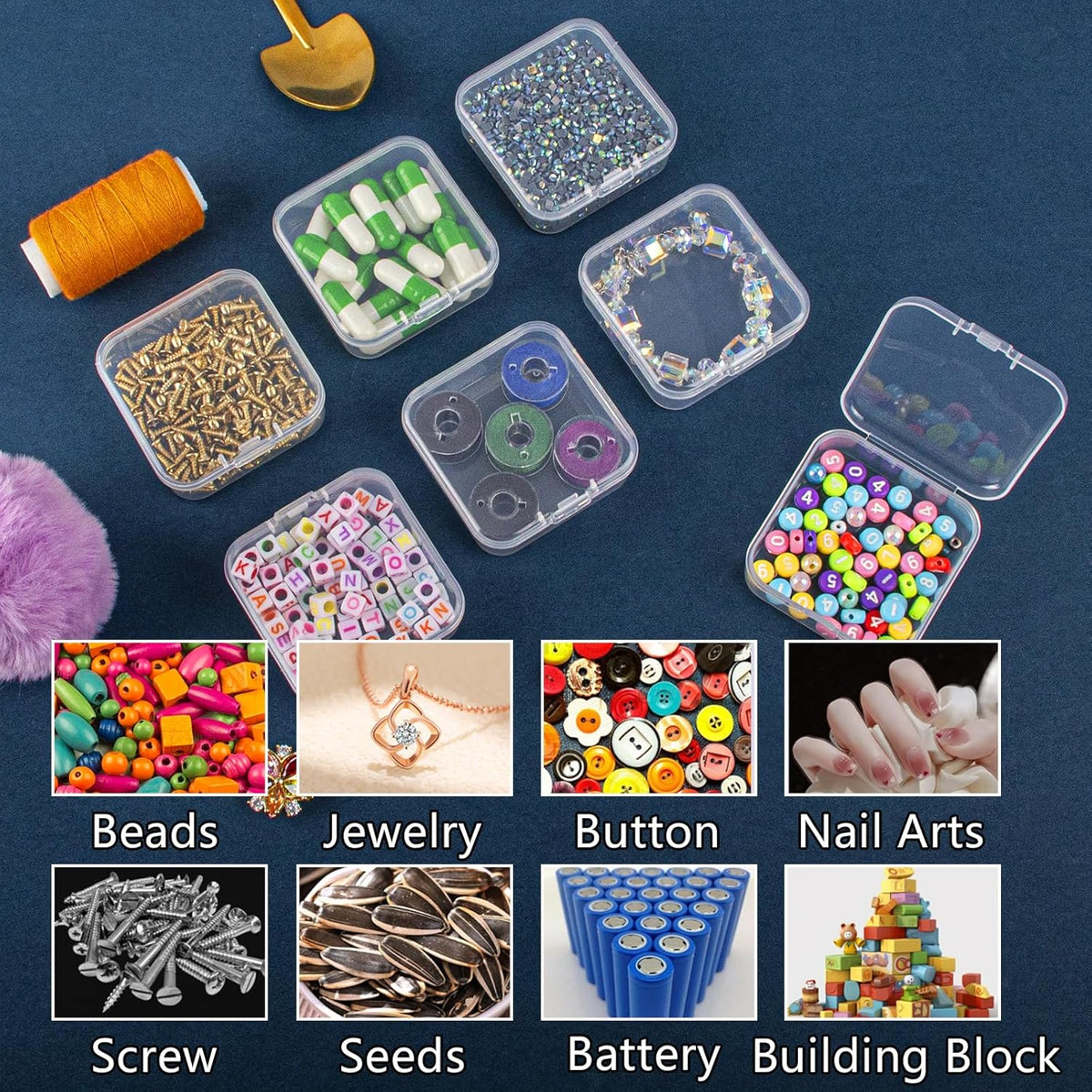 VTG Bead Organizer Box, 112 Pcs Small Organizers, 3-Tier Bead Storage Containers Portable Organizer and Storage Box Stackable Plastic Cases for Bracelet Making DIY Jewelry Nail Charms