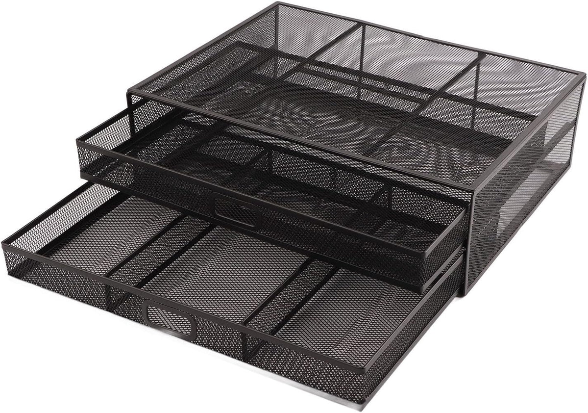 Pilipane Monitor Stand Riser with Drawer Large Storage Space Anti Slip Rubber Pad Metal Mesh Monitor Riser for Office Household