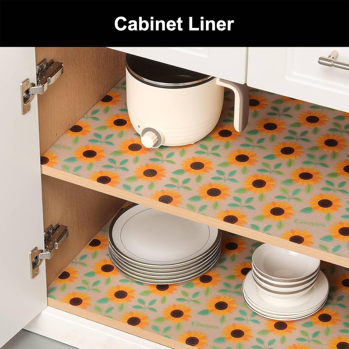 Cooyes Shelf Liner – Premium Non-Adhesive Cabinet & Drawer Liner for Kitchen – Waterproof Shelf Paper with Modern Pattern – Durable EVA Cabinet Mat – Easy to Cut （11.8" W x 360" L）