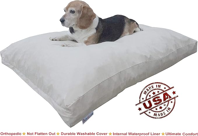 Dogbed4less XXL Orthopedic Extreme Comfort Memory Foam Dog Bed for Large Dogs, Waterproof nternal Cover and Machine Washable External Cover, 55X37 Pet Pillow, Khaki