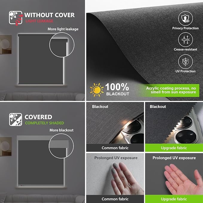 ZSTARR Motorized Smart Blind for Window, Automatic Blackout Roller Shade