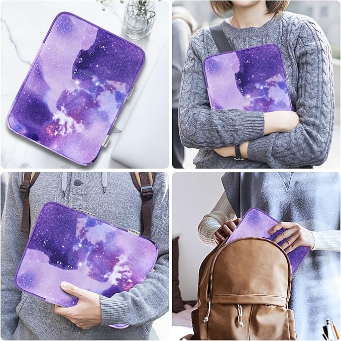 MoKo 9-11 Inch Tablet Sleeve Bag Carrying Case Fits iPad air 5 10.9" 2022, iPad Pro 11 M2 2022-2018, iPad 10th 10.9,iPad 9/8/7th Gen 10.2,iPad Air 4 10.9/Air 3 10.5,Tab S8/S9 11", Purple Starry Sky