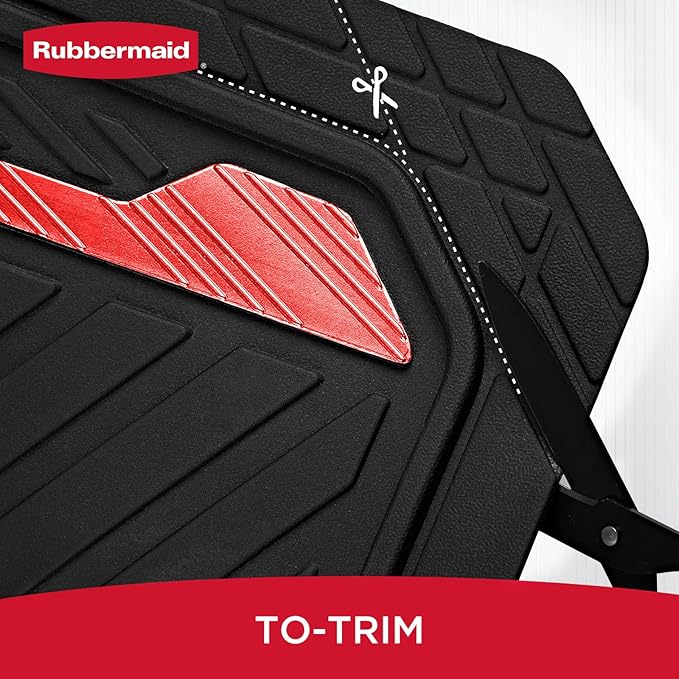 Rubbermaid Car Floor Mat, Heavy Duty All-Weather Car Mats Full Set with Dual-Tone Red Aluminum Inserts – Universal Fit, Anti-Slip Backing, Trim-to-Fit for Most SUV, Sedan, Van