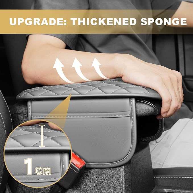 Center Console Cover Fit for Clarity: Scratch and Wear Resistant Console Cover Leather with 2 Storage Bags -Upgraded Armrest Coverfor Car,Anti-Scratch Auto Armrest Pad Accessory （Black
