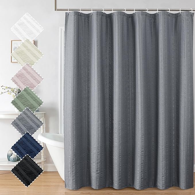 Aiyufeng Moga Grey Shower Curtain Hotel Luxury Quality, Fabric Shower Curtains for Bathroom, Water Repellent and Machine Washable, Standard Size, 72" Wx 72" L
