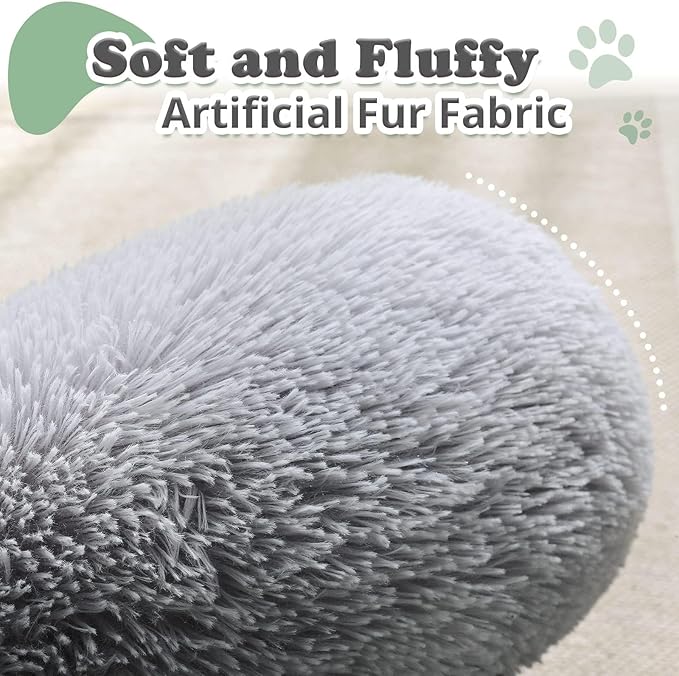 JOLLYVOGUE Dog Bed, Calming Anti-Anxiety Large Dog Bed, Fluffy Donut Cushion for Medium and Large Pets (27"/30"/36")