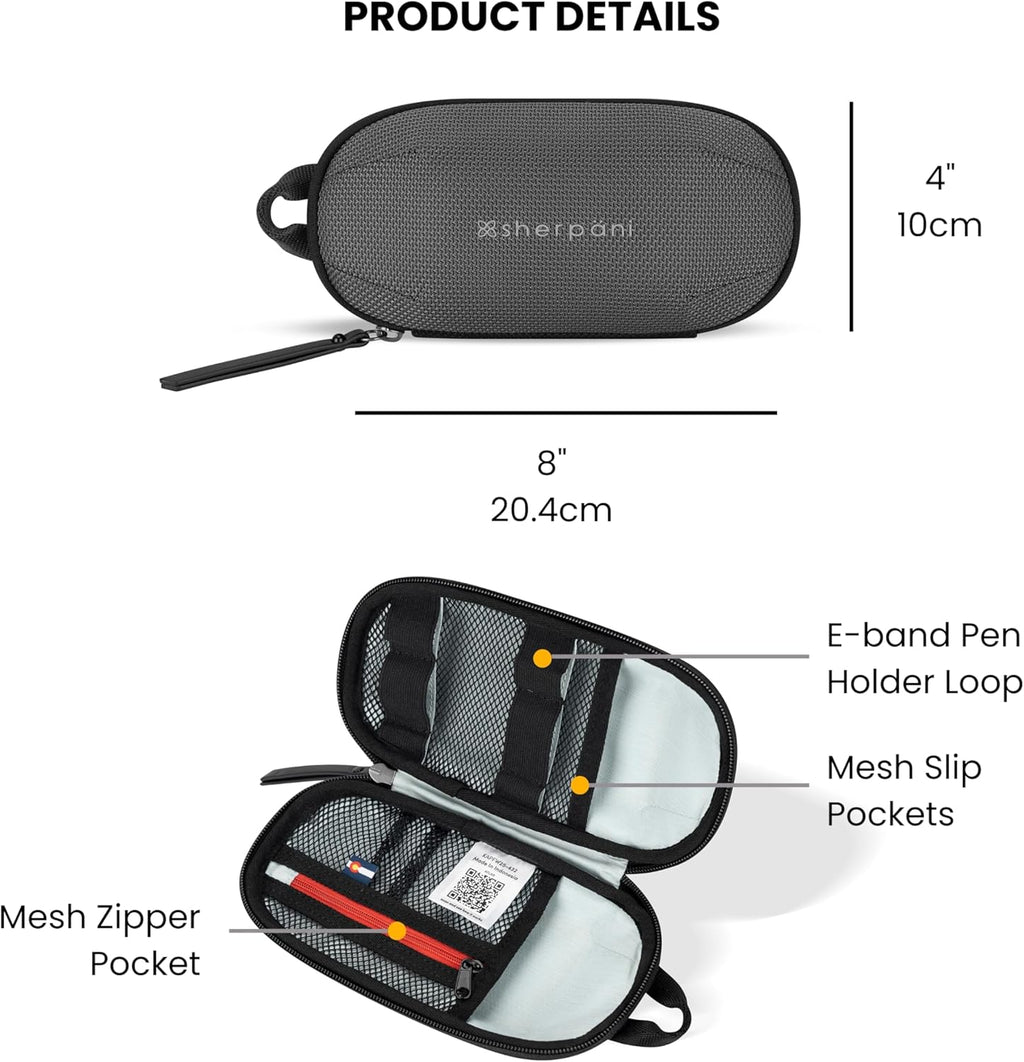 Sherpani Mini Co-Pilot, Travel Cable Bag, Cord Storage Organizer, Small Tech Pouch, Accessory Carrying Case, Travel Gift for Women (Granite)