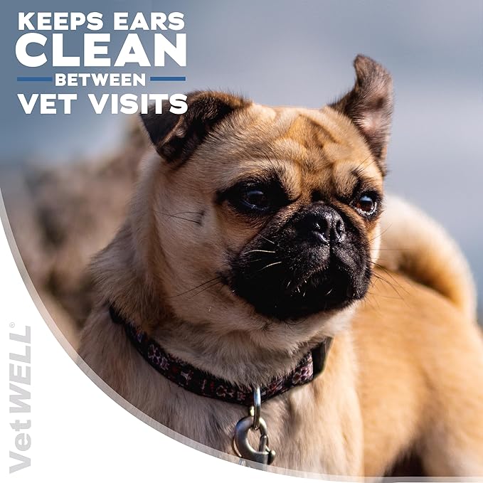 EarWELL by VetWELL Dog Ear Wipes - Otic Cleaning Wipes for Infections and Controlling Ear Odor in Pets - 100 Count
