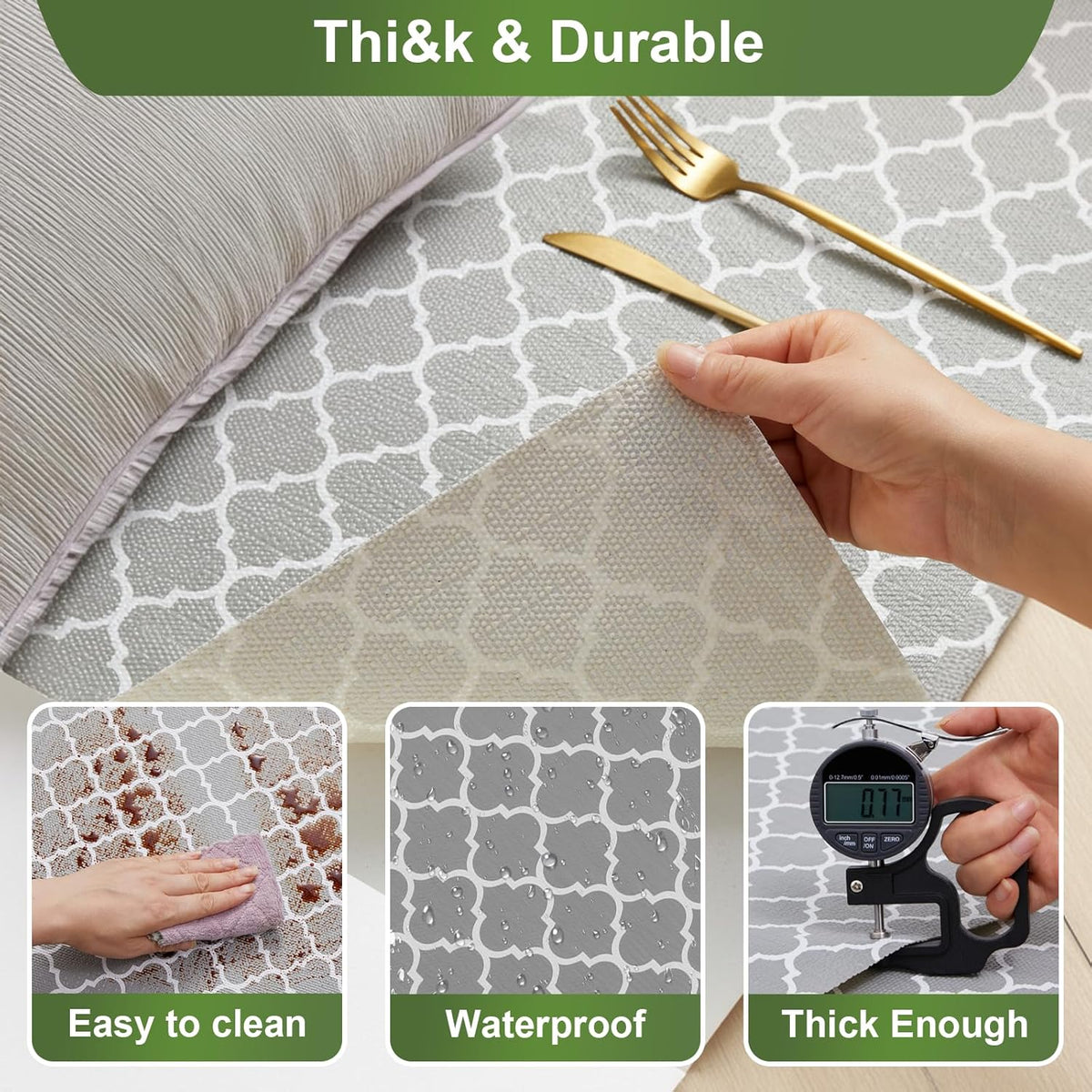 Moriah Shelf Liner for Kitchen Cabinet Non-Adhesive, Thickened Drawer Liner No Slip for Dresser Waterproof Cabinet Paper Liner for Bathroom Shelves Protects Surfaces(Grey,24'' x 10')