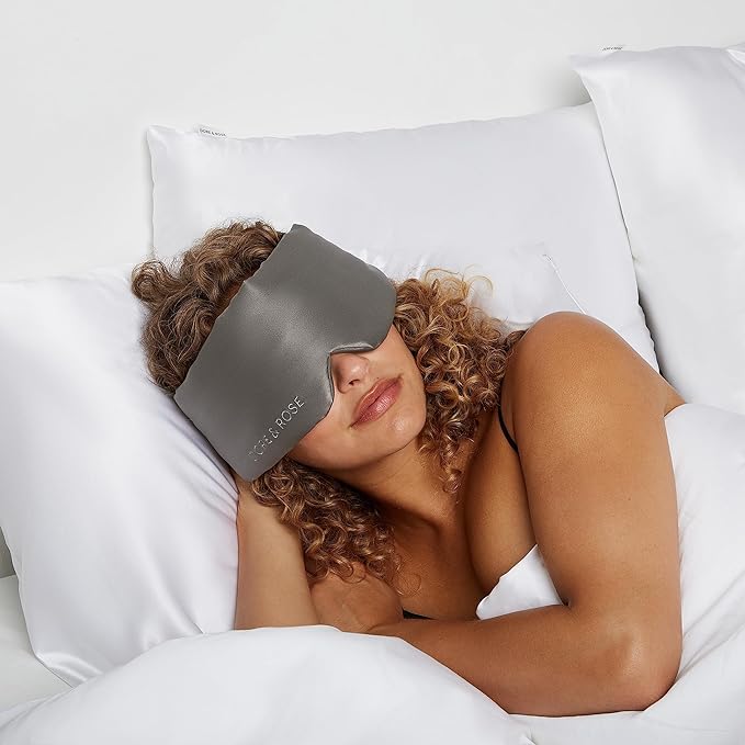 Dore & Rose Deep Sleep Mask Light Blocking, 23 Momme Mulberry Silk Eye Mask, Ultra Soft, Adjustable - Travel Sleeping Mask for Men & Women - Charcoal