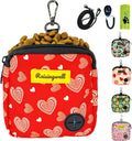 Dog Treat Pouch for Pet Walking and Training with Clicker Poop Bags Small Fanny Zipper Pack Holder for Puppy Snack Dispenser Kit for Leash and Outdoor Use (Valentine)