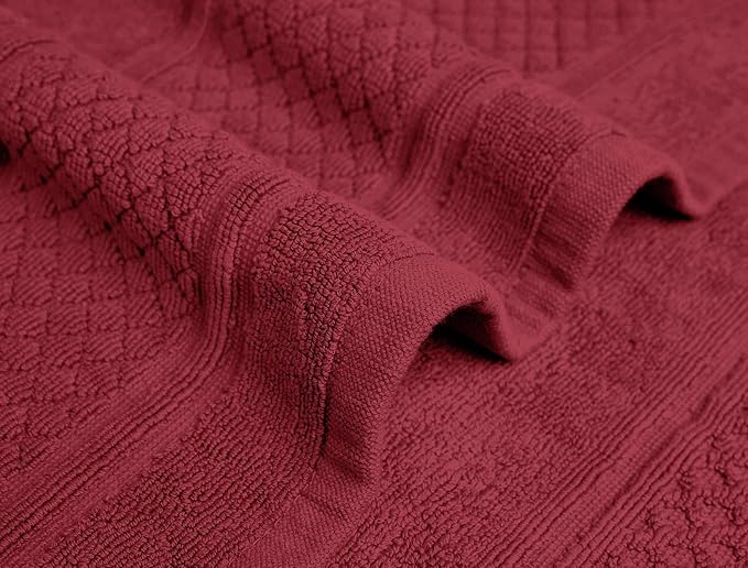 Avalon Towels Red Bath Mat - 100% Cotton Set of 2 Absorbent Bathmat - Bathroom Mats Quick Dry Bath Mats for Bathrooms (22x34 Inches)
