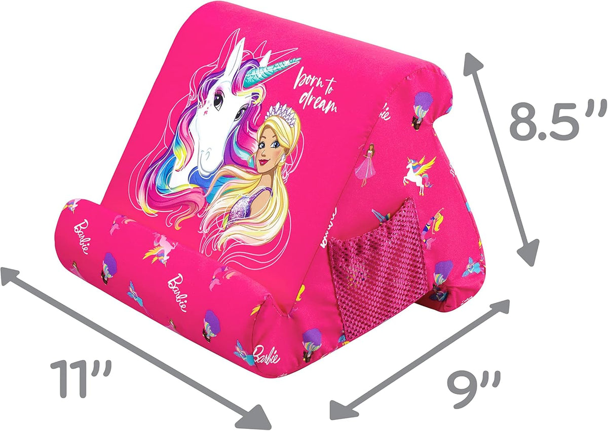 Flippy Original Tablet Pillow Stand & iPad Holder, Gift for Book Lovers & Readers, Multi-Angle Stand with Storage for Lap, Desk & Bed, Compatible with Kindle, Fire, iPad & Samsung, Barbie