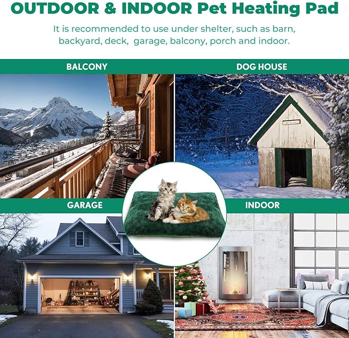 PETNF Outdoor Pet Heating Pads for Dog,Soft Electric Blanket Auto Temperature Control,Heated Mat for Dog House,Whelping Supply for Pregnant New Born Stray Feral Cat Puppy,Safe