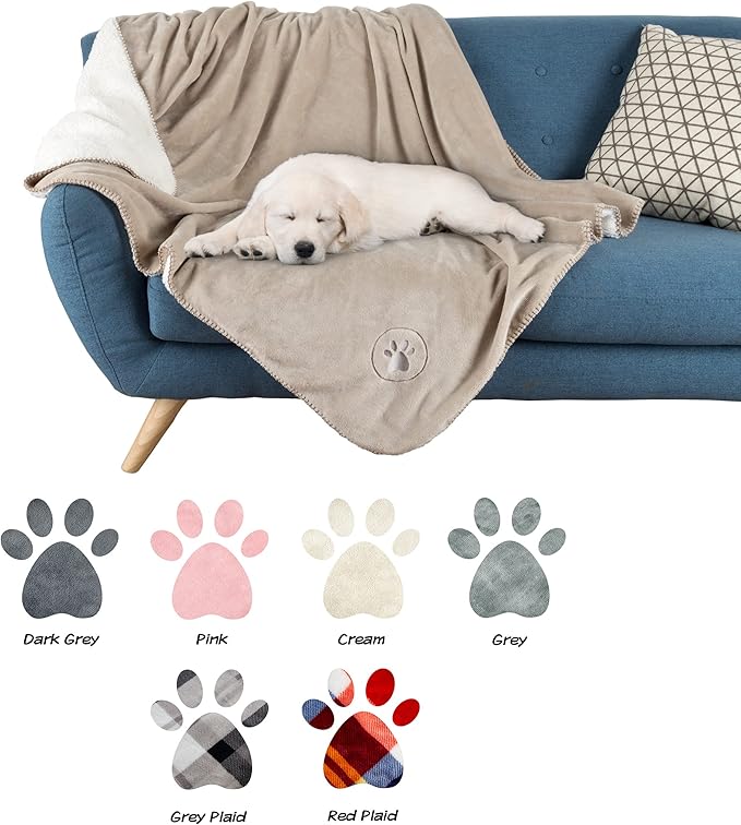 Waterproof Blanket for Dogs and Cats - Reversible 50x60 Throw for Couch, Bed, or Car Protection Against Spills, Stains, and Pet Fur by PETMAKER (Tan)