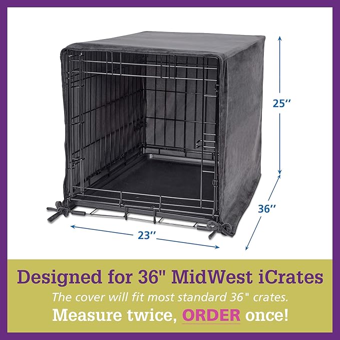 Pet Dreams Dog Crate Cover - Breathable Fabric Kennel Topper for Single-Door Crates, Fits iCrate Dog Cages 18, 24, 30, 36, 42, 48 Inches (Denim, Large, 36")