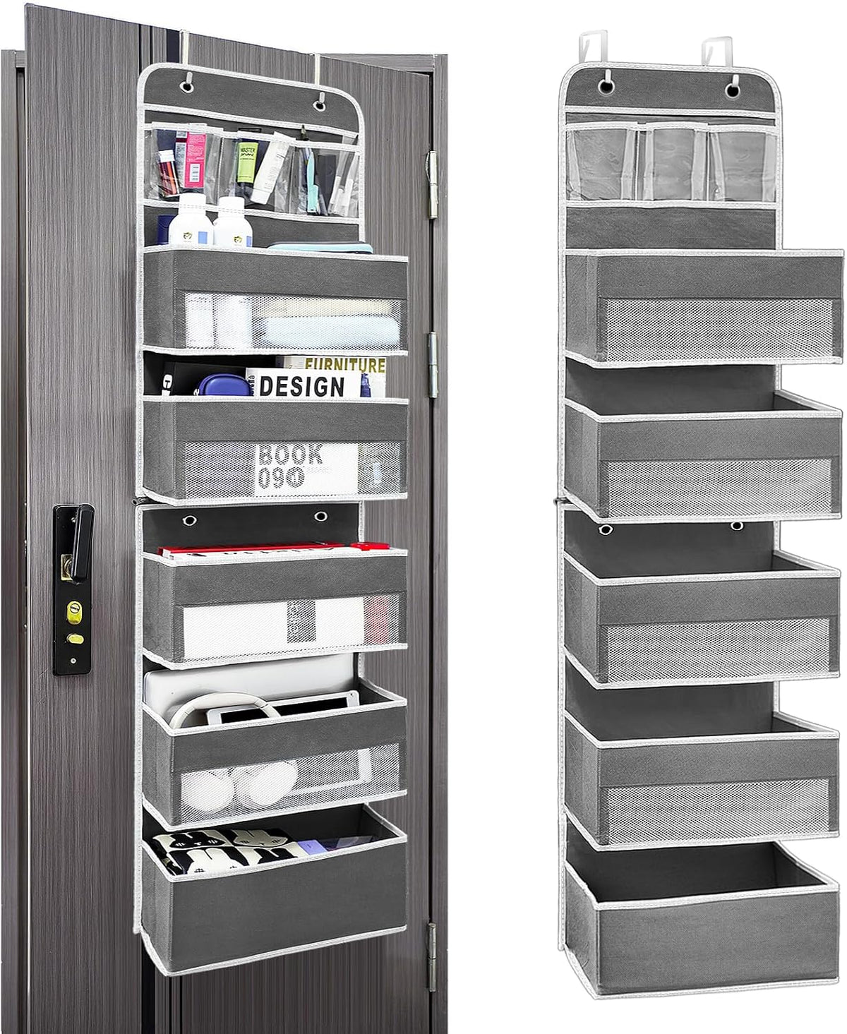 Bathroom Organizers and Storage, 6 Shelf of Reinforcement Anti-Tilt can Bear 44lb Closet Organizers and Storage, Suitable for Bedroom, Pantry, Kitchen, Bathroom, Dark Grey, 6 Shelf