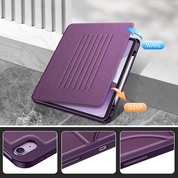 Fintie Magnetic Stand Case for iPad Air 13-inch (M3) 2025, (M2) 2024 - Multiple Angles Shockproof Rugged Soft TPU Cover with Pencil Holder, Auto Sleep/Wake, Purple