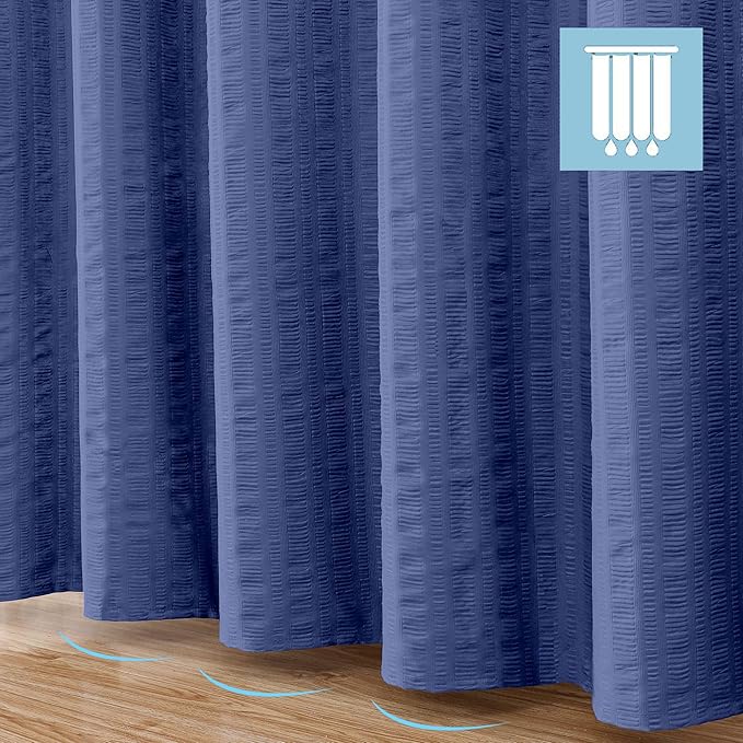 Aiyufeng Royal Blue Shower Curtain, Embossed Textured Fabric Shower Curtain for Bathroom - Soft Cloth & Hotel Spa Luxury, Water Repellent, Machine Washable, 72X72, Blue