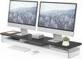Fenge Acrylic Monitor Stand Riser, 42.5 Inches Dual Monitor Stand with Metal Storage, 2 Tier Acrylic Computer Riser for Desk, Clear Laptop Stand for PC, Laptop, Printer, TV, Black