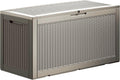 TARKARI 100 Gallon Lockable Resin Deck Box, Waterproof & UV-Resistant Outdoor Storage Box for Outdoor Cushion Storage, Garden Tools & Pool Accessories Storage, Gray