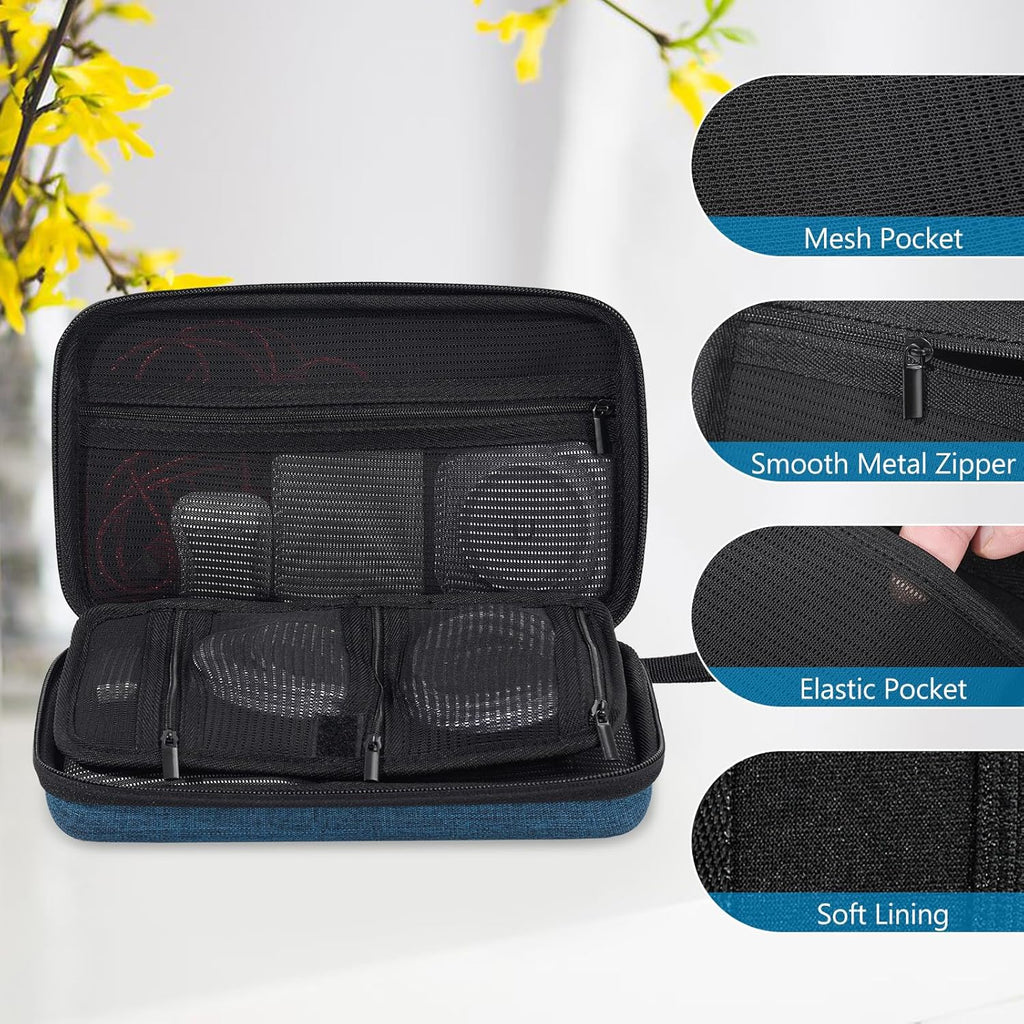 ProCase Large Hard Travel Electronic Organizer Case for MacBook Power Adapter Chargers Cables Tech Organizer Hard Drive USB Flash Disk SD Card Portable Electronics Accessories Bag -Navy