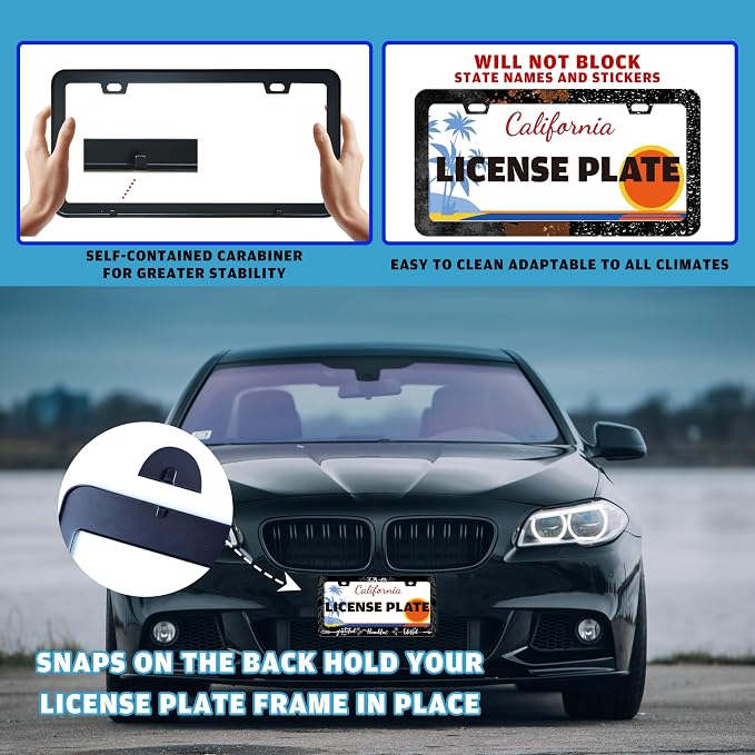 Grateful Thankful Blessed License Plate Frame Stainless Steel 6 X 12 Inch | Fits US Standard With Screws Rust Resistant For Car Front Rear Decoration Accessories Easy Installation For Cars SUV Truck