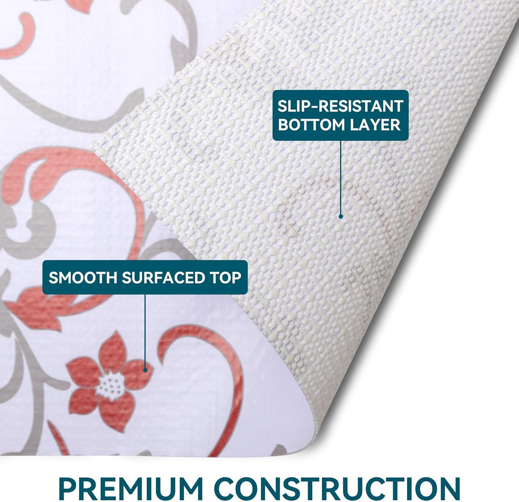 12" W x 120" L Floral Drawer and Shelf Liner for Cabinets, Non-Adhesive Strong Grip Non-Slip Flower Shelf Cabinet Kitchen Shelf Liners for Kitchen Cabinets