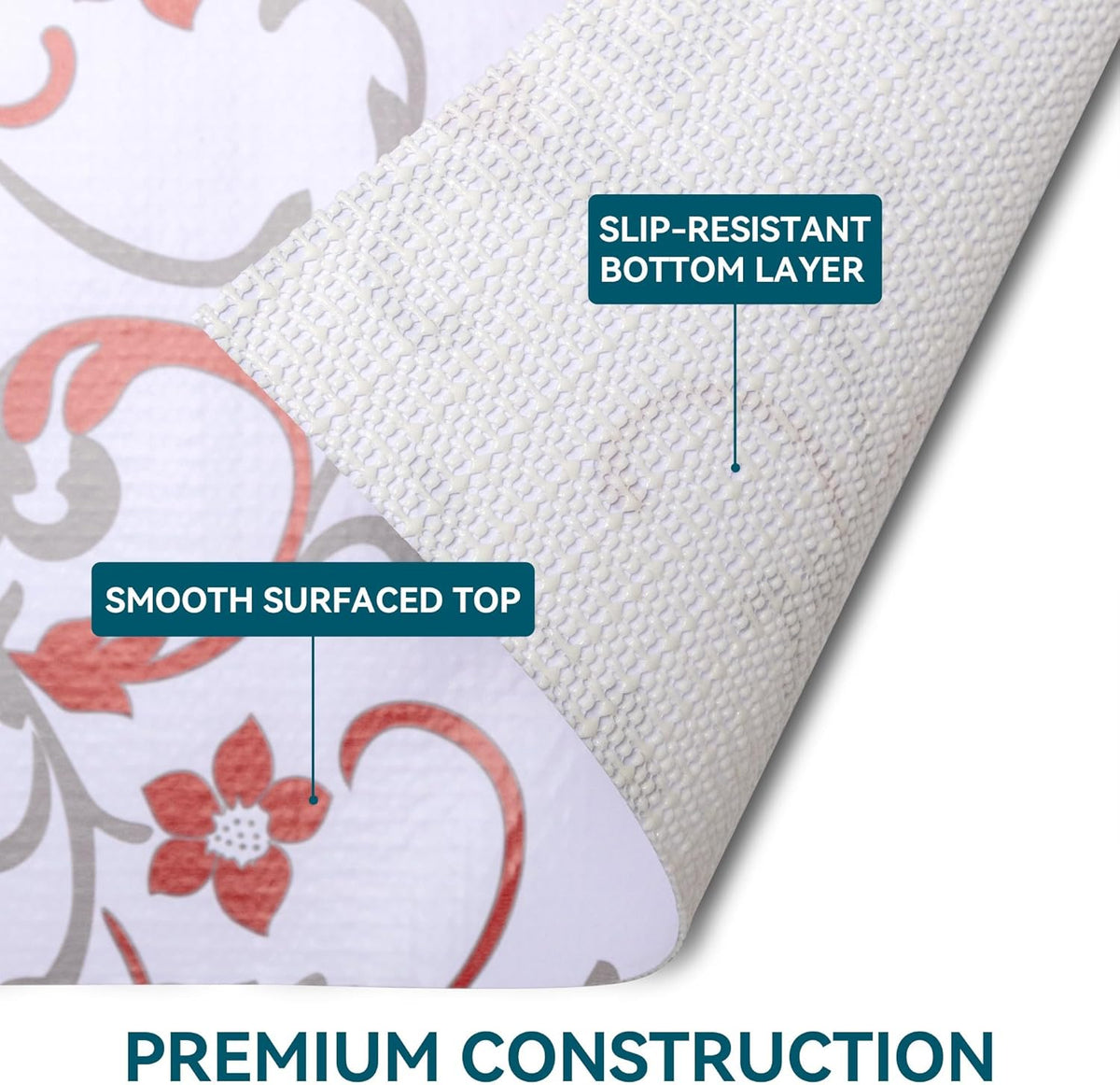 12" W x 120" L Floral Drawer and Shelf Liner for Cabinets, Non-Adhesive Strong Grip Non-Slip Flower Shelf Cabinet Kitchen Shelf Liners for Kitchen Cabinets