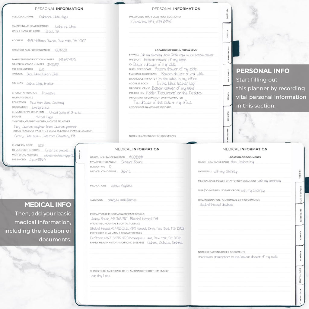Clever Fox End of Life Planner – Final Arrangements Organizer for Beneficiary, Will Preparation, Last Wishes & Funeral Planning, A4 (Dark Teal)