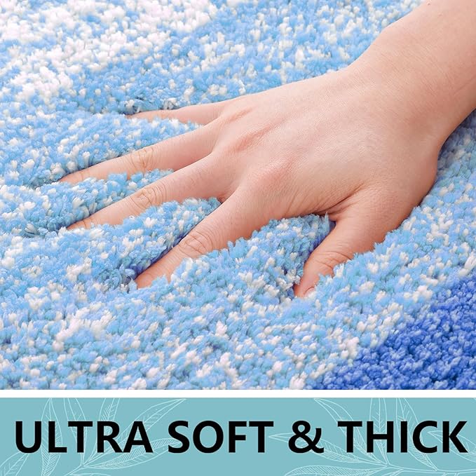 Arotive Microfiber Bathroom Rugs, Shaggy Soft and Absorbent Bath Rug, Non-Slip, Thick Plush Machine Washable Dry Bath Mats for Bathroom, Tub and Shower, 24x16, Light Royal Blue, Rectangular
