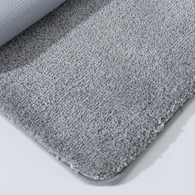 COSY HOMEER Bath Rugs for Bathroom Extra Thick - Anti-Slip Bath Mats Soft Plush Yarn Shaggy 100% Strong Mirco Polyeste Mat Living Room Bedroom Mat Floor Water Absorbent(Grey,24x36 - Inches)