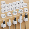 24 Pack Magnetic Cable Clip Organizer Cord Holder, Picozon Adhesive Cable Management, Wire Phone USB Charger Cable Holder, Keeper Organizer for Office Home Desktop Table - White